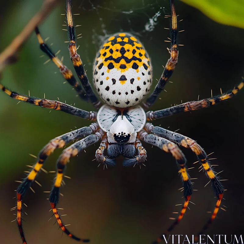 Macro Photo of a Spider with Detailed Patterns AI Image