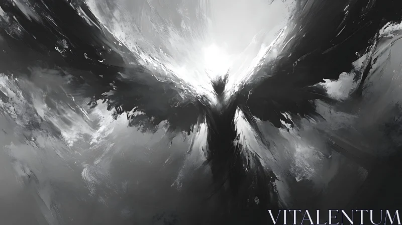 Abstract Angel Wings in Gray Tones AI Image