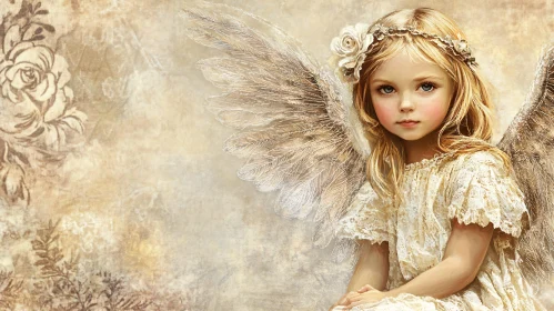 Vintage Angel Child with Wings