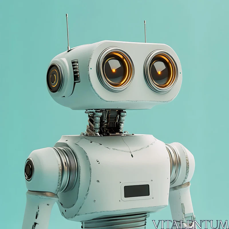 Vintage Style White Robot AI Image