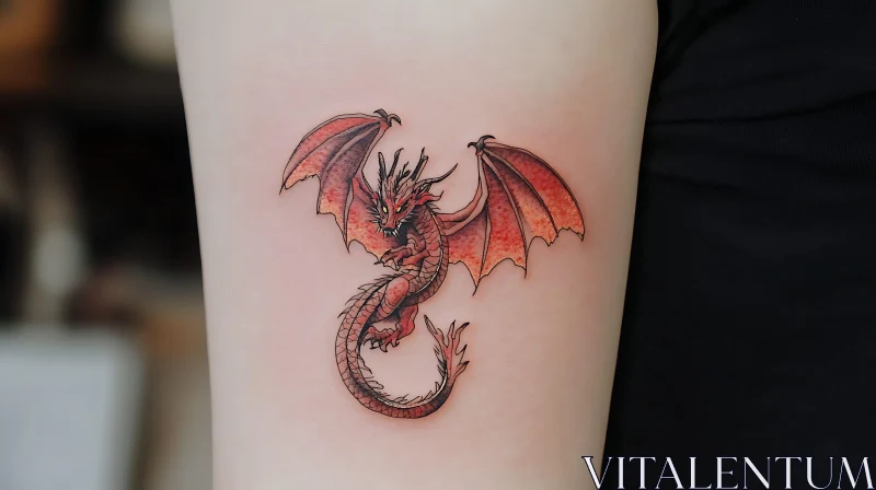 Intricate Red Dragon Tattoo Art AI Image