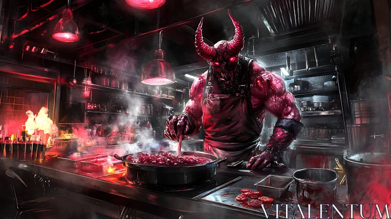 AI ART Infernal Cuisine: A Demon's Kitchen