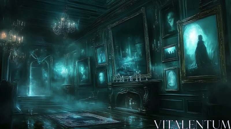 AI ART Ethereal Old Mansion with Ghostly Figures