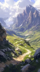 Majestic Mountain Landscape with Winding Path