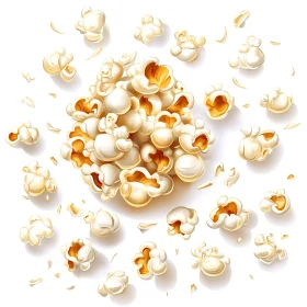 Popcorn Kernels Scattered on White