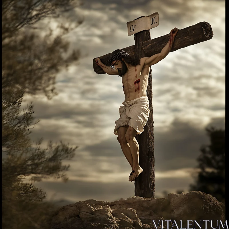 Crucifixion Scene AI Image