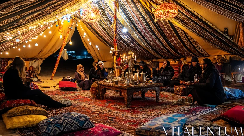 Desert Tent Tea Party AI Image