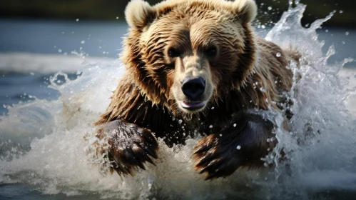 Grizzly Bear in Water: A Close-up Encounter