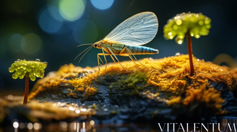 Insect on Mossy Rock: An Enchanting Nature Portrait AI Image