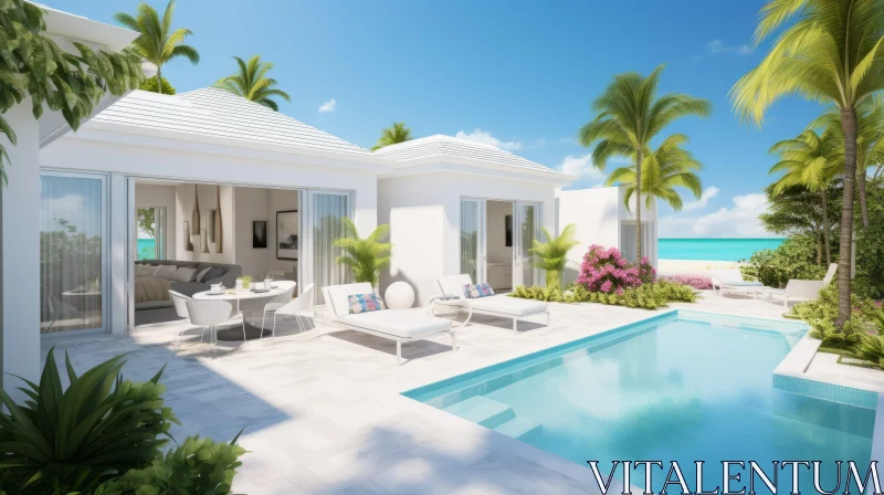 Luxurious Caribbean Villa with Pool and Beach | Timeless Artistry AI Image