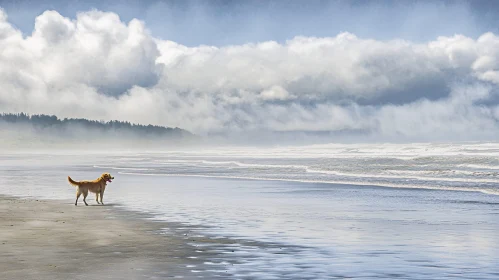 Dog Enjoying a Calm Beach Scene