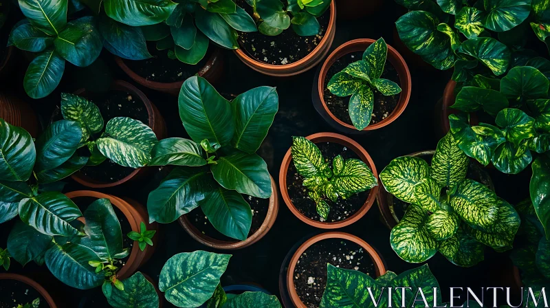 Overhead View of Various Potted Plants AI Image