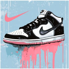 Modern Sneaker Illustration with Paint Drips