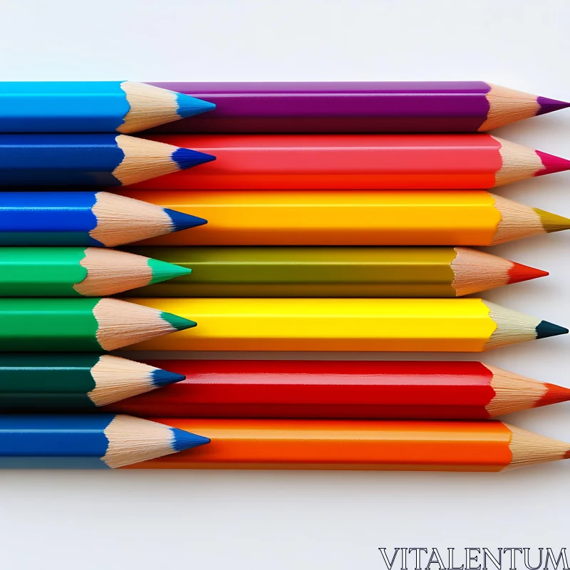 Colorful Pencils in a Row AI Image