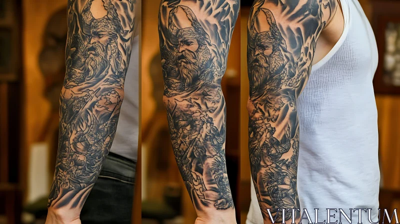 Detailed Berserk Warrior Arm Sleeve Tattoo AI Image