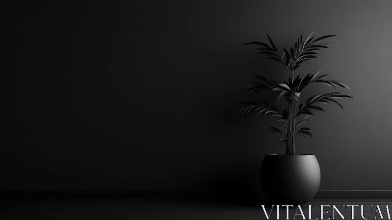 AI ART Minimalist Indoor Plant in Monochrome