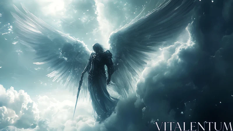 Winged Guardian Amidst the Clouds AI Image