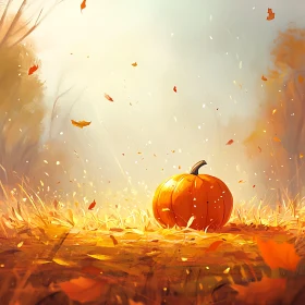 Pumpkin in Autumn Landscape