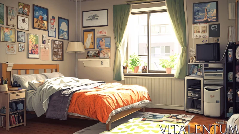 Sunlit Bedroom with Cozy Decor AI Image