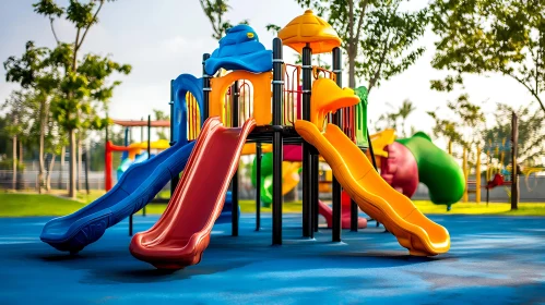 Colorful Slides at the Playground