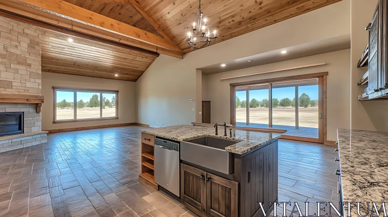 Bright and Airy Interior with Modern Kitchen AI Image