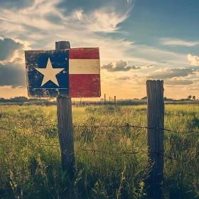 Texas Flag in Golden Field