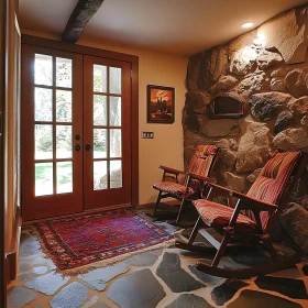 Cozy Stone Wall Interior Scene