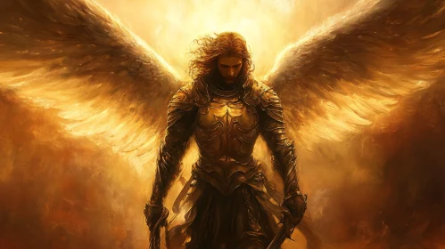 Armored Angel in Golden Light