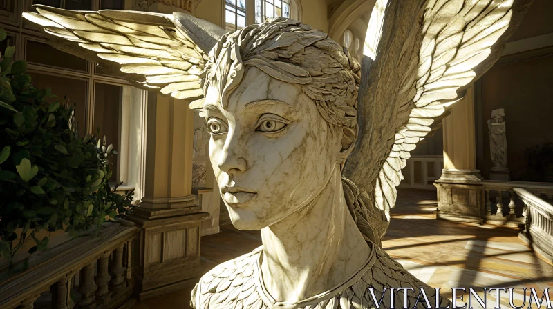 Classical Angel Sculpture with Marble Texture AI Image