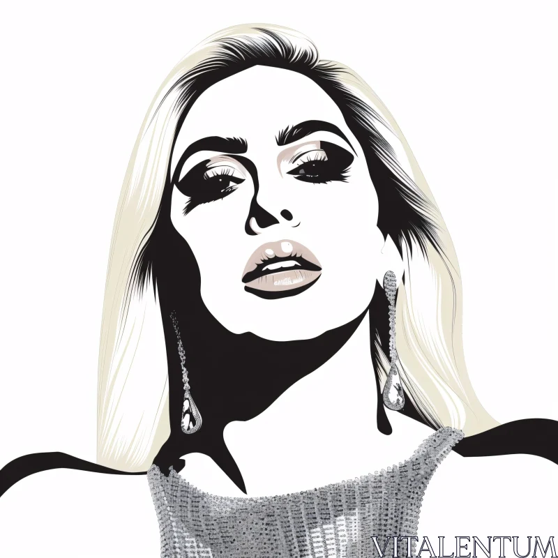 AI ART Bold Illustration of Lady Gaga with Sparkling Earrings