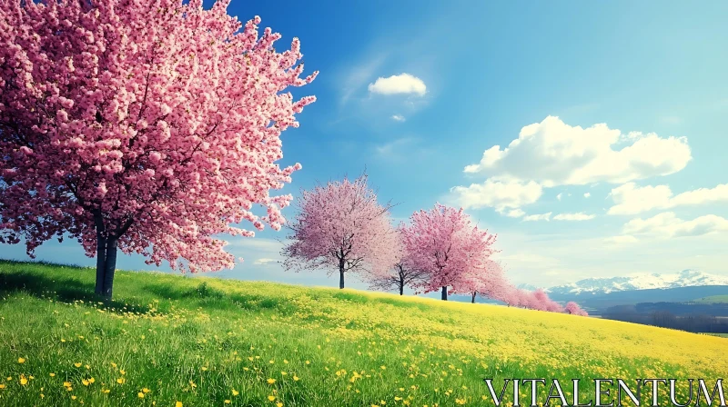 AI ART Blossoming Trees and Floral Meadow