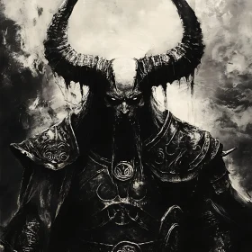 Horned Warrior in Black and White