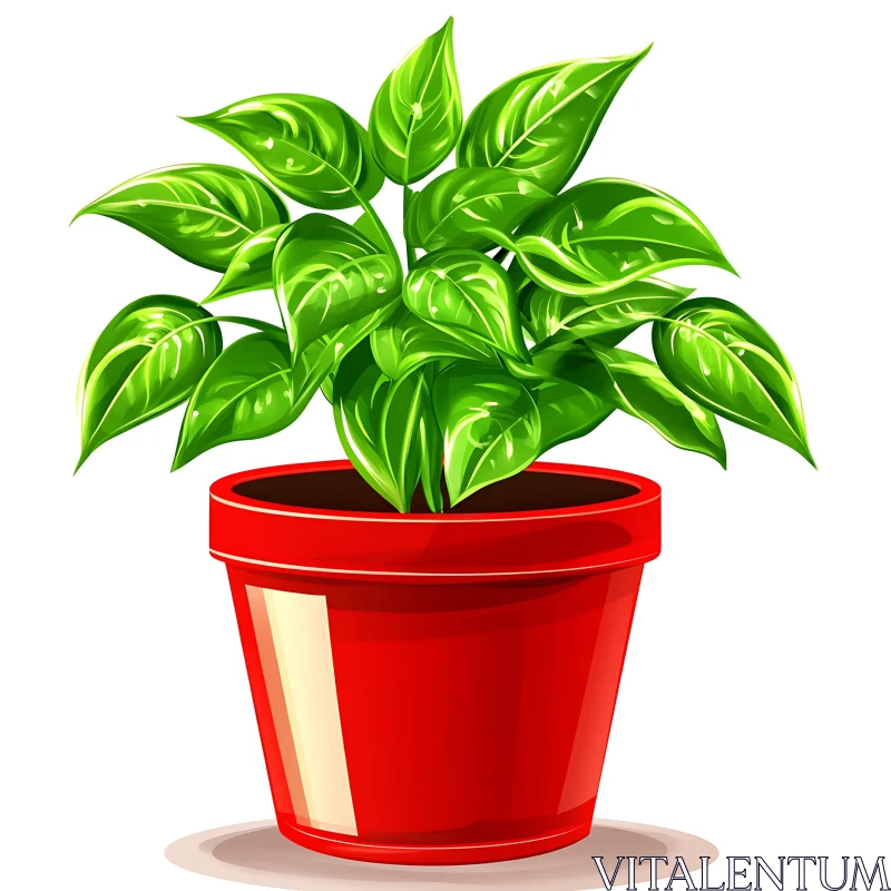 Indoor Plant with Green Leaves AI Image