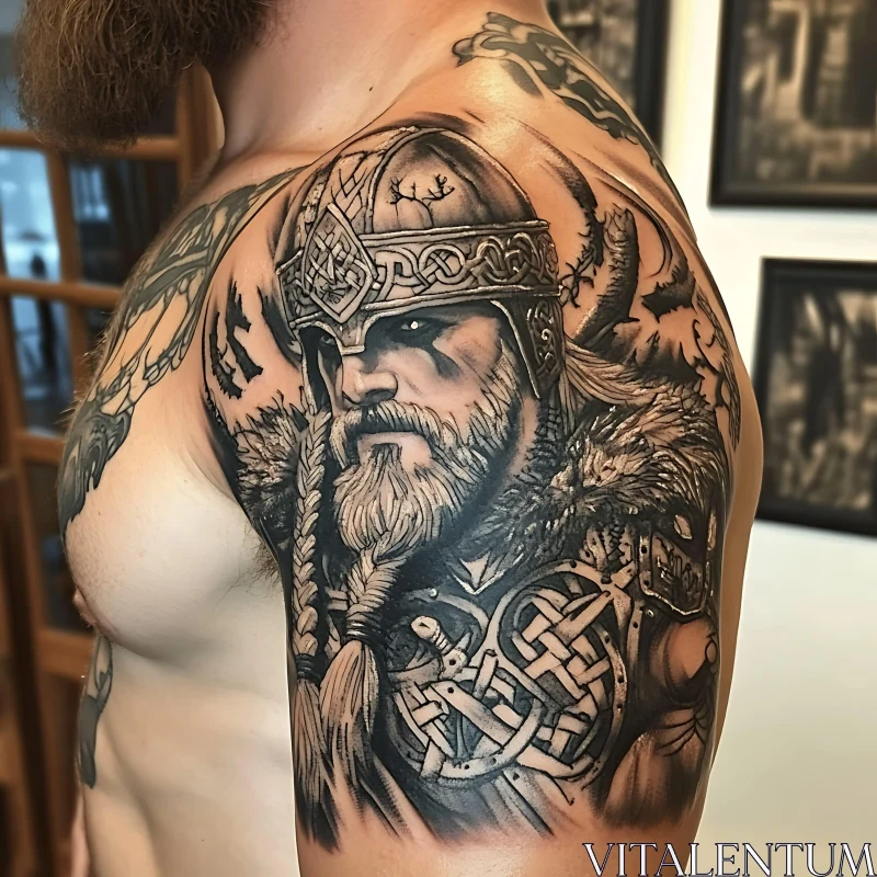 AI ART Norse Mythology Warrior Tattoo Design