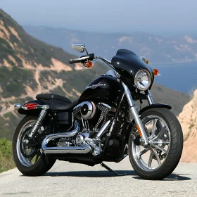 Motorcycle on a Mountain Road