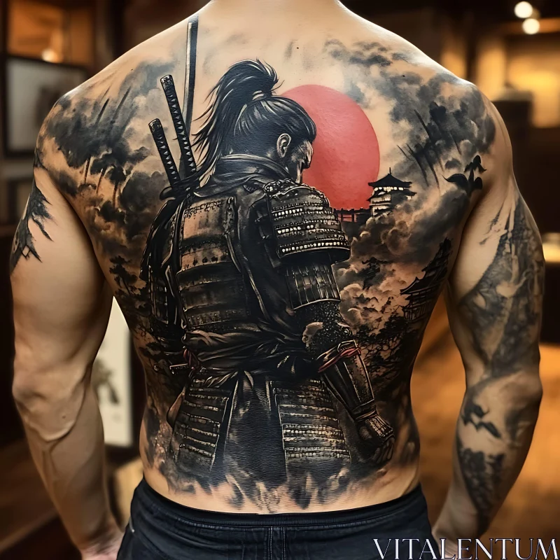 Samurai Back Tattoo AI Image