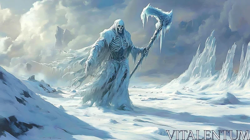 AI ART Frozen Scythe Wielder in Winter's Grip