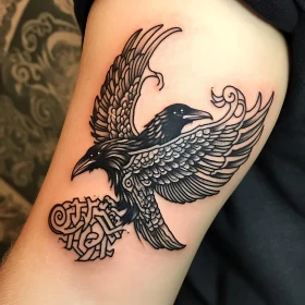 Intricate Raven Tattoo Design