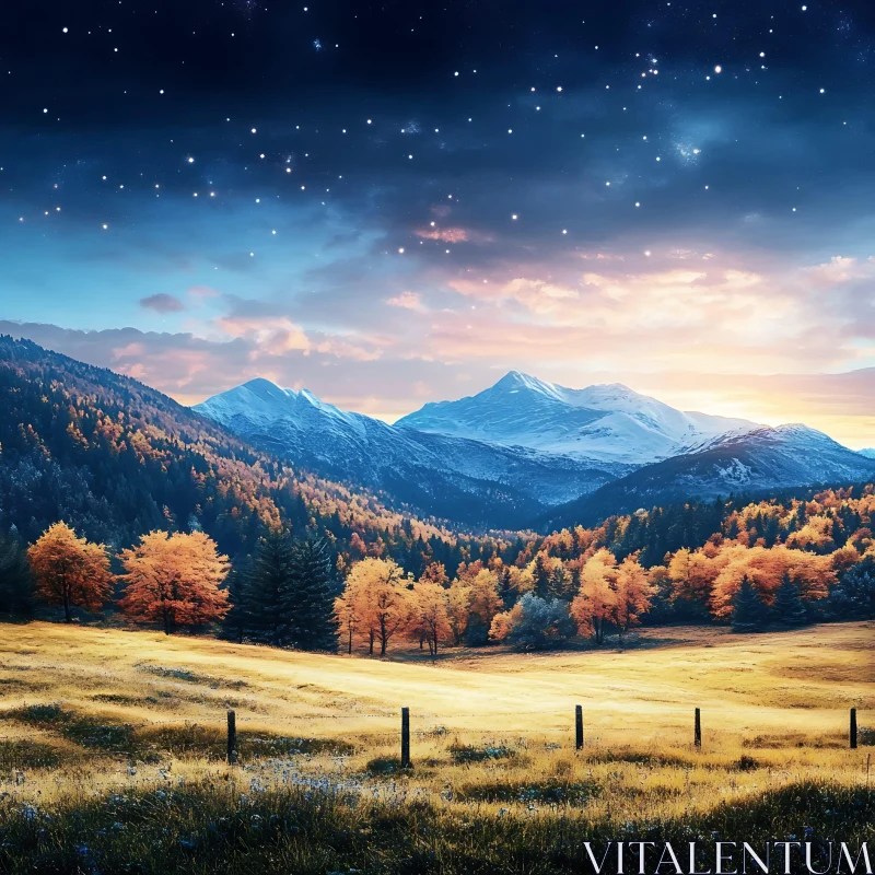 AI ART Scenic Mountain View at Night