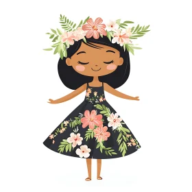 Girl in Floral Dress Art