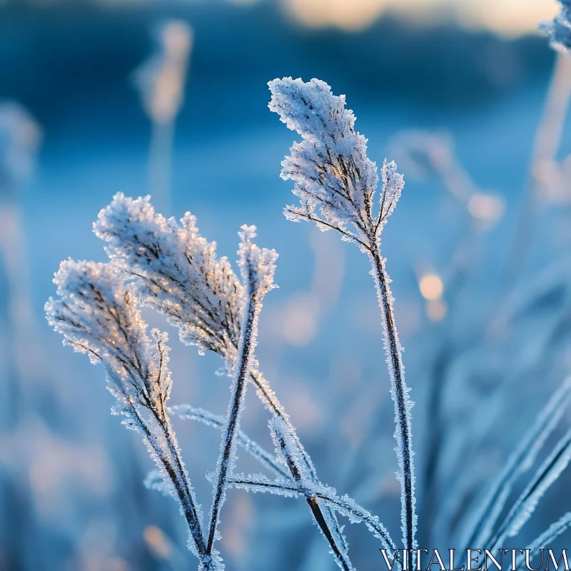 Ice-Covered Grass at Dawn AI Image