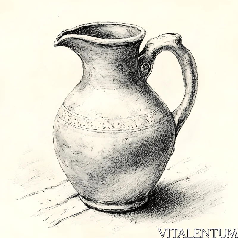 Detailed Antique Jug Sketch AI Image