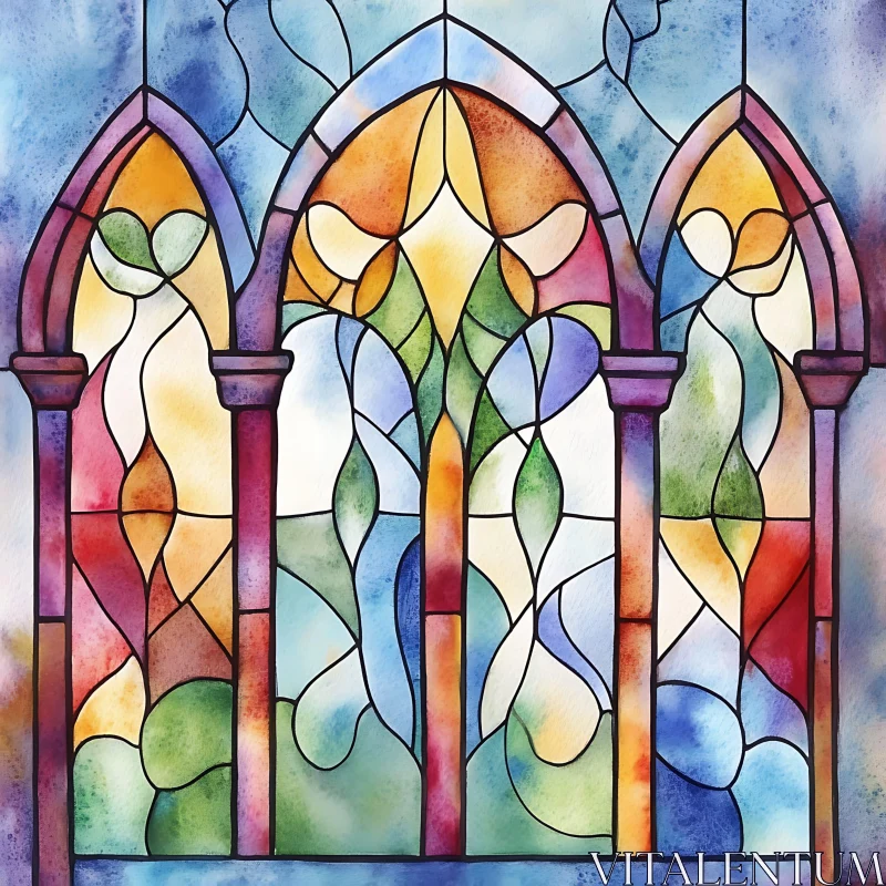 Abstract Watercolor Window Design AI Image