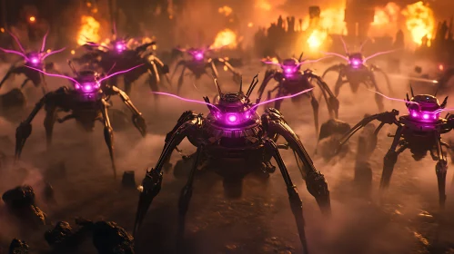 Technological Swarm of Metallic Spiders