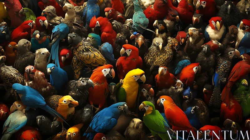 AI ART Vibrant Flock of Parrots