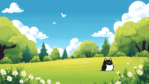 Cartoon Landscape with Animal