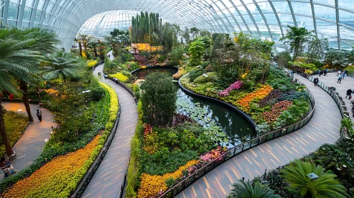 Indoor Garden Oasis With Tropical Flora