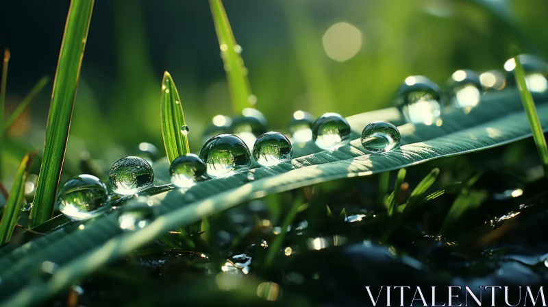 Dew-Kissed Grass under Morning Sunlight - The Magic of Nature AI Image