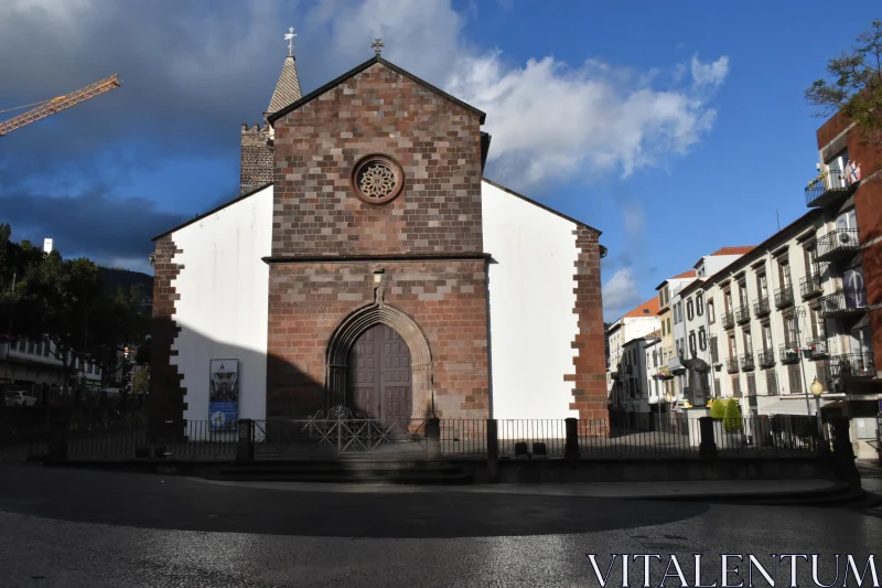 Madeira Church Facade and Shadows Free Stock Photo