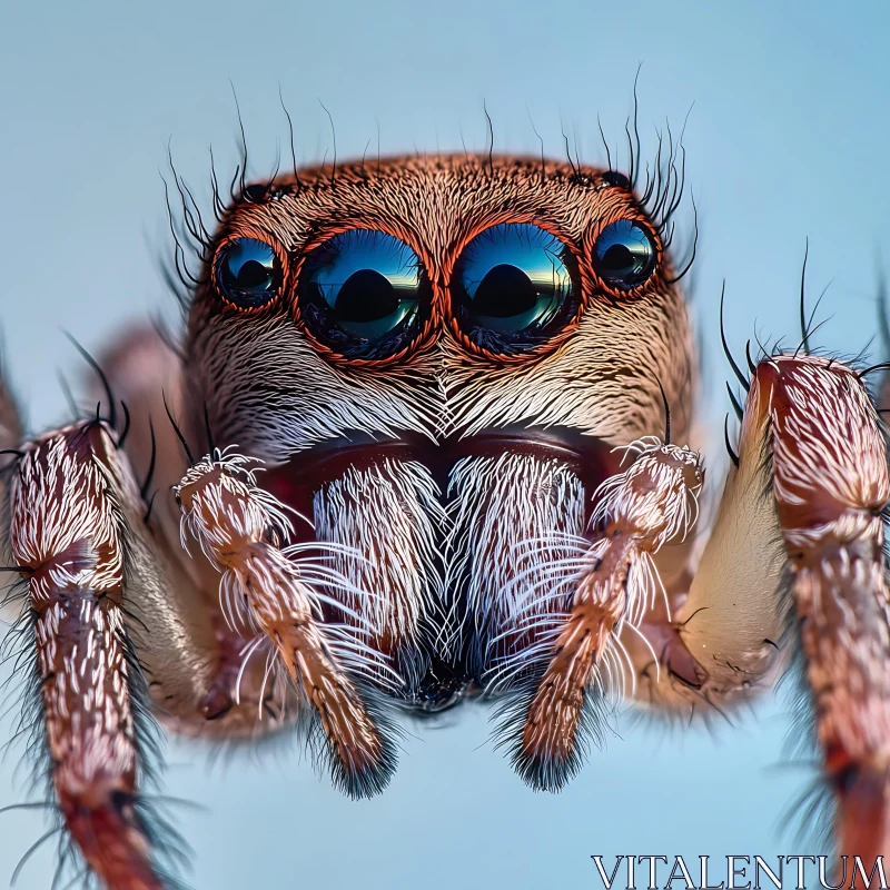 Macro Spider Image with Detailed Eyes and Hair AI Image